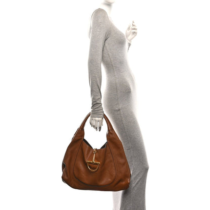 Gucci Grained Calfskin Softbit Maxi Shoulder Bag Brown 1985870
