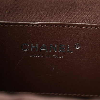 Chanel Shiny Crumpled Calfskin Quilted Small 25 Handbag Dark Brown