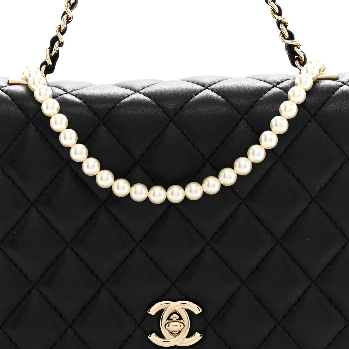 Chanel Lambskin Quilted Fantasy Pearl Flap Black