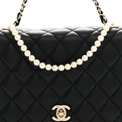 Chanel Lambskin Quilted Fantasy Pearl Flap Black