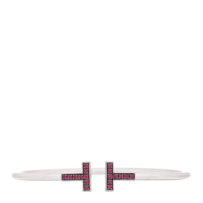 Tiffany 18K White Gold Ruby T Wire Bracelet