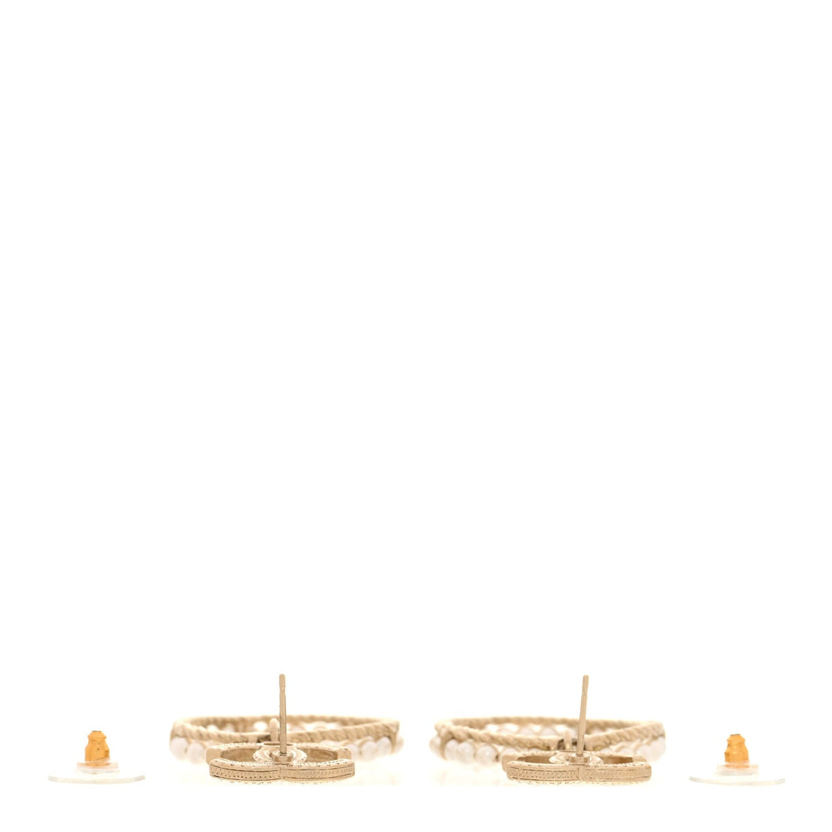 Chanel Crystal Pearl Charms CC Drop Earrings Gold