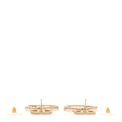 Chanel Crystal Pearl Charms CC Drop Earrings Gold