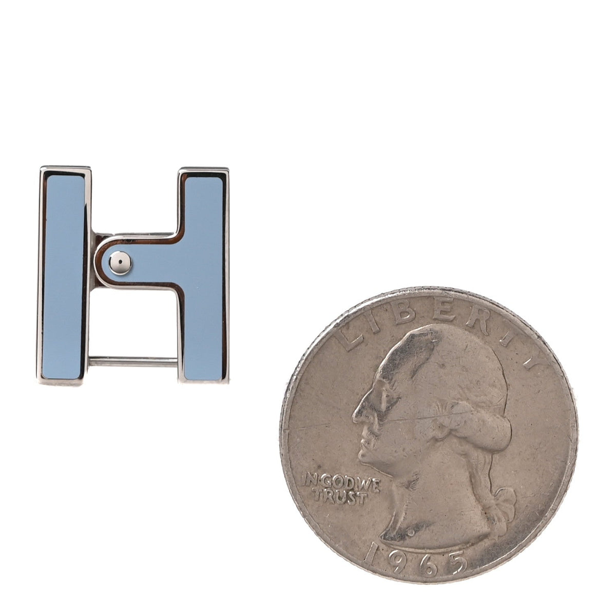 Hermes Palladium Habascule Single Earring Bleu Lin