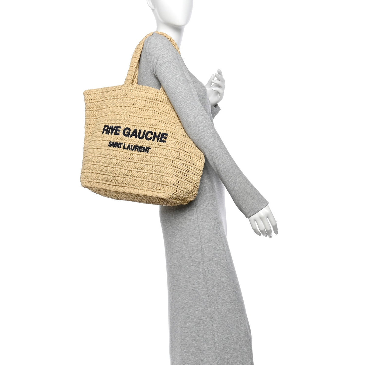 Saint Laurent Raffia Rive Gauche Tote Natural