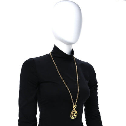 Chanel CC Teardrop Pendant Necklace Gold