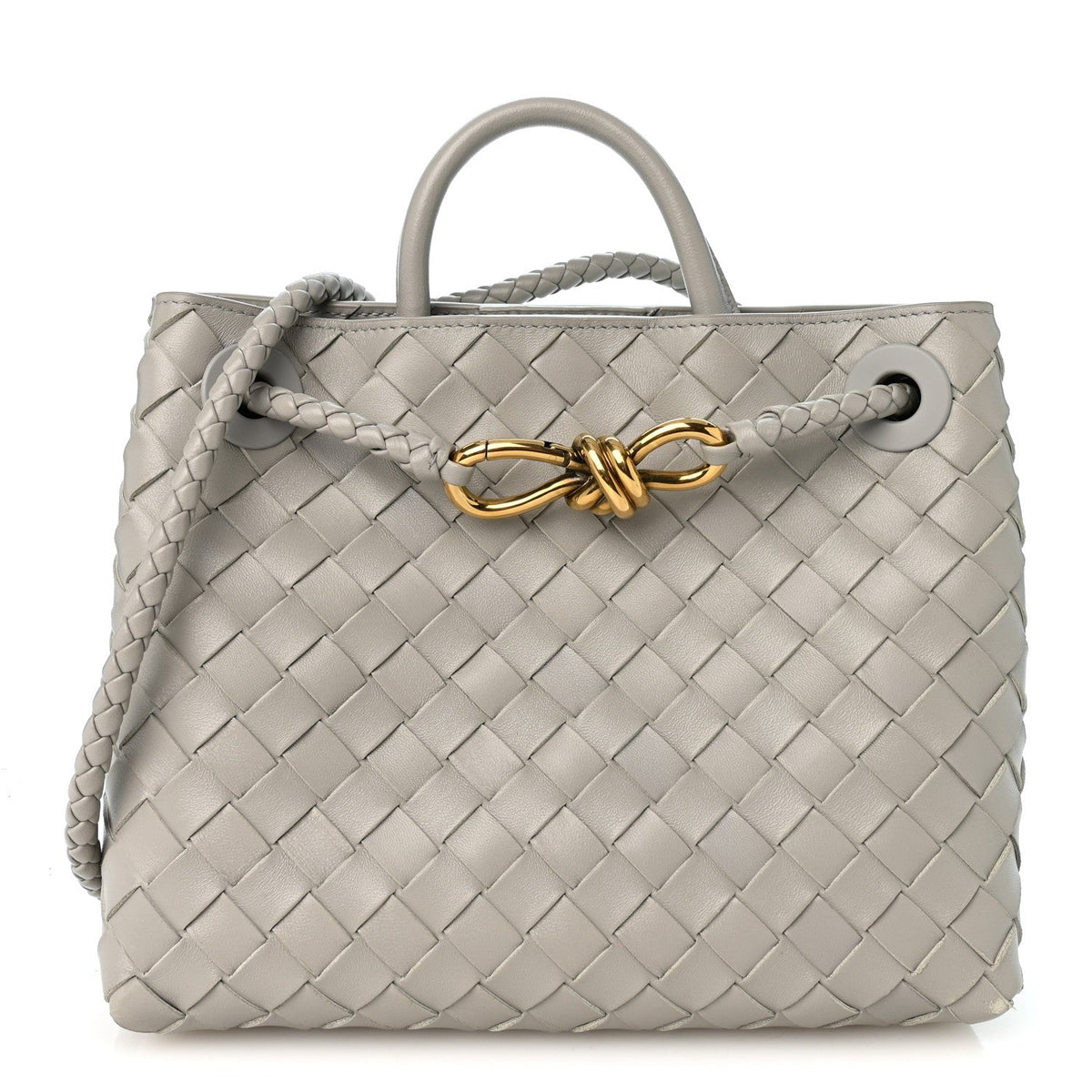 Bottega Veneta Nappa Intrecciato Small Andiamo Shoulder Bag Sterling