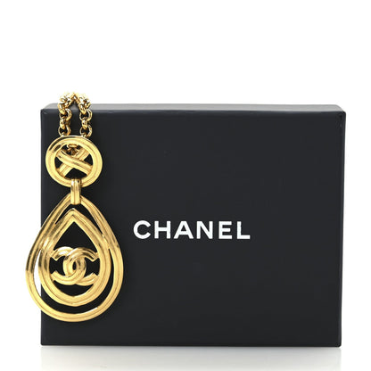 Chanel CC Teardrop Pendant Necklace Gold