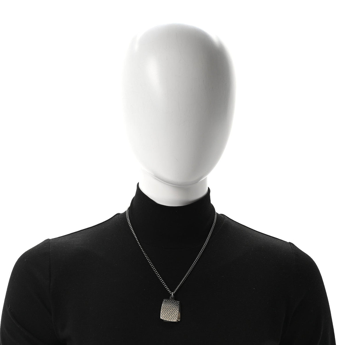 Balenciaga Stainless Steel Logo Locket Chain Necklace