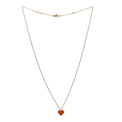 Van Cleef & Arpels 18K Rose Gold Carnelian Sweet Alhambra Heart Pendant Necklace