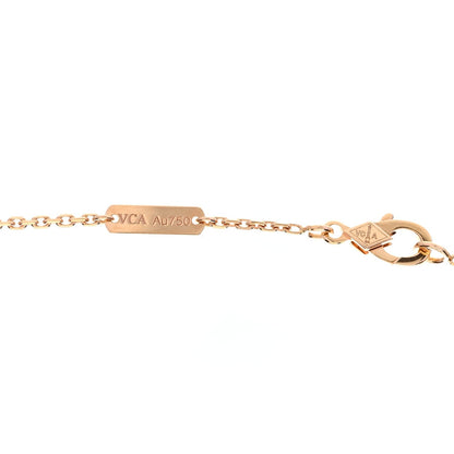 Van Cleef & Arpels 18K Rose Gold Diamond Onyx Alhambra Necklace