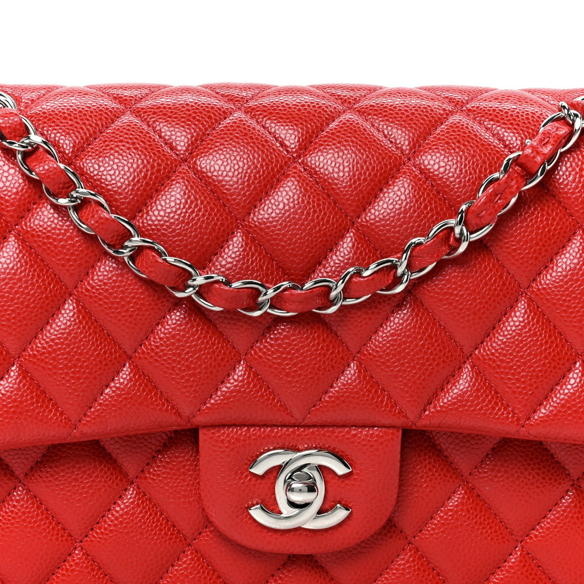 Chanel Caviar Quilted Medium Double Flap Red