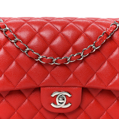Chanel Caviar Quilted Medium Double Flap Red