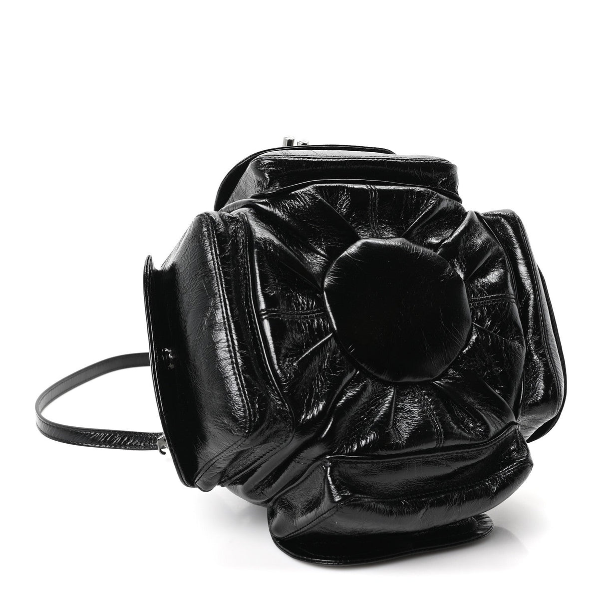 Off-White Calfskin Dumbo B Chain Pocket Bucket Bag Black