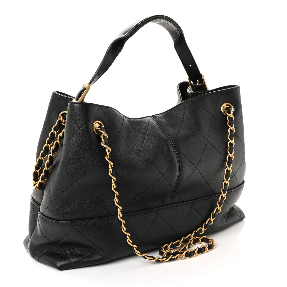 Chanel Calfskin Quilted Small Coco Base Shopping Bag Black 1819266