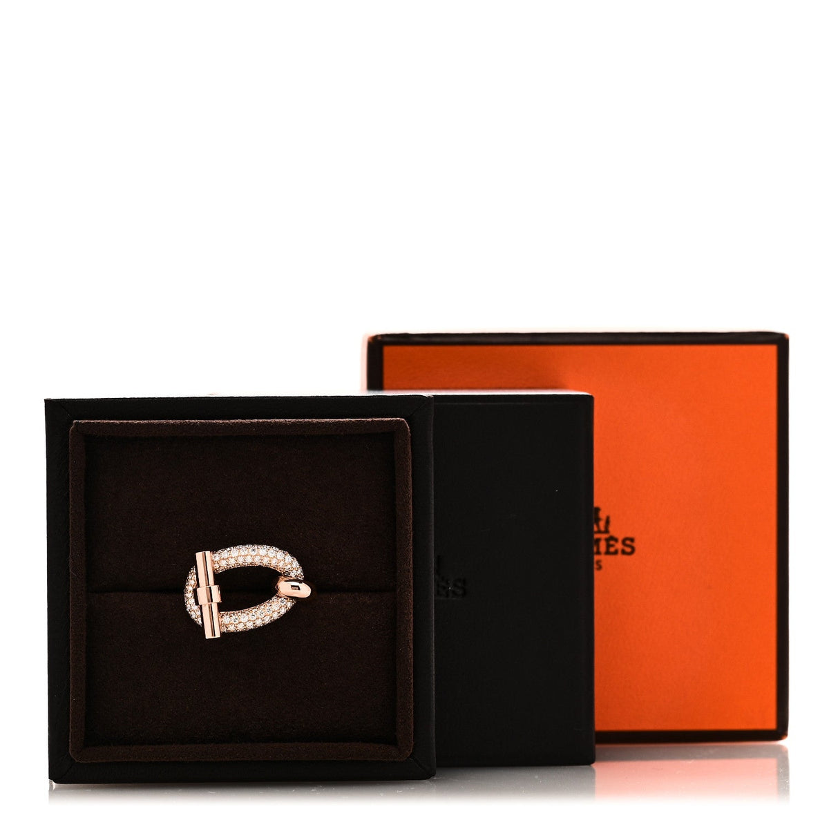 Hermes 18K Rose Gold Diamond Adage Ring 52 6
