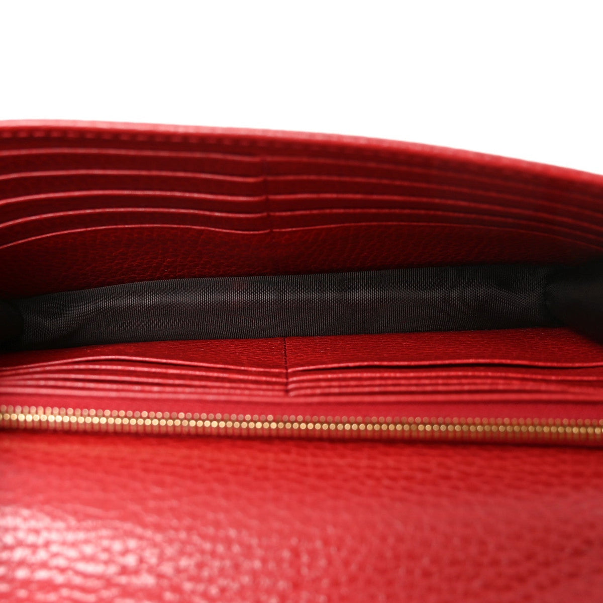 Gucci Dollar Calfskin Interlocking G Chain Wallet Red