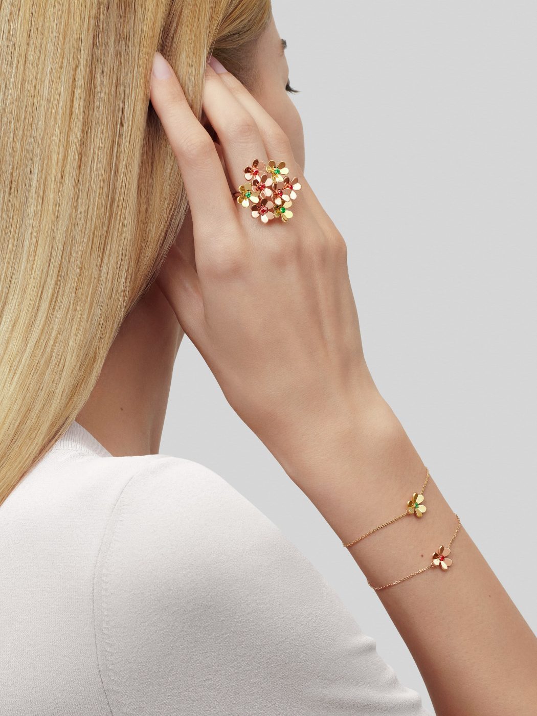 18K Yellow Gold Emerald VCA Frivole Mini Bracelet
