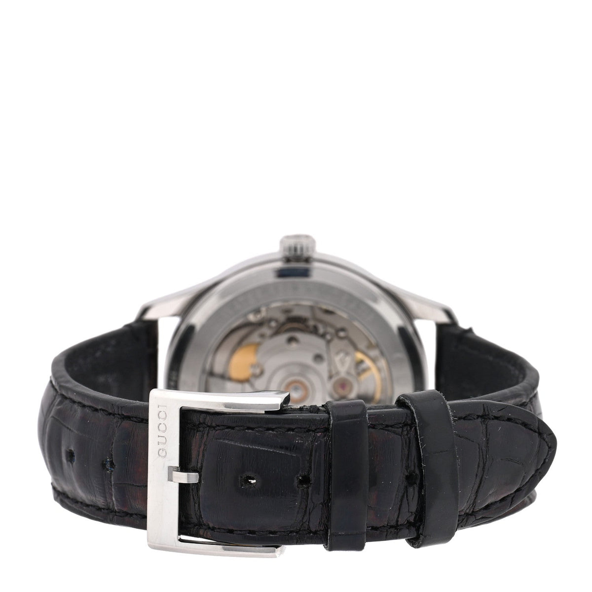 Gucci Stainless Steel Alligator 38mm G-Timeless Charm Watch Black