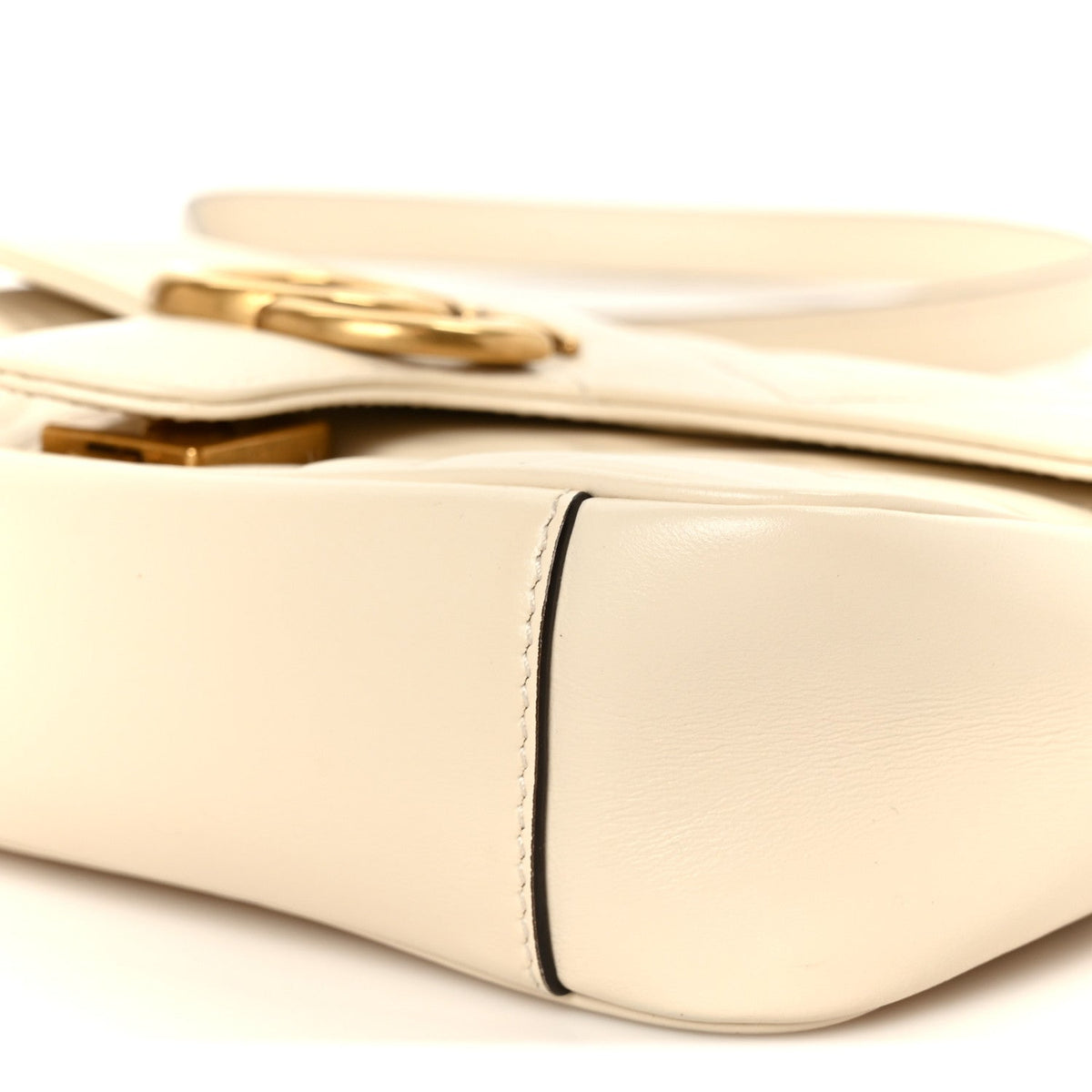 Gucci Calfskin Matelasse Mini GG Marmont Shoulder Bag White
