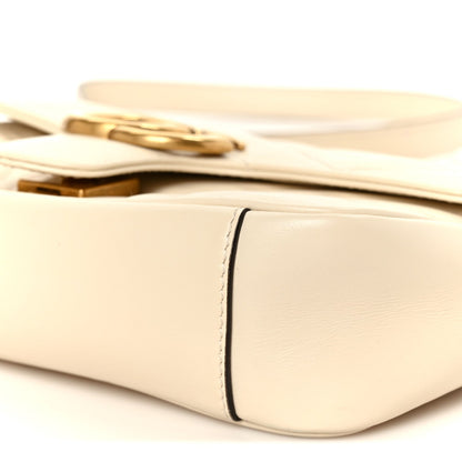 Gucci Calfskin Matelasse Mini GG Marmont Shoulder Bag White