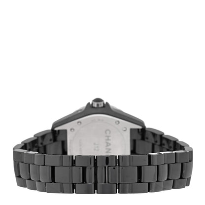 Chanel Stainless Steel Ceramic Diamond 38mm J12 Moonphase Watch Black