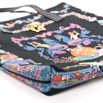 Versace Canvas Underwater Medusa Tote Black Multicolor
