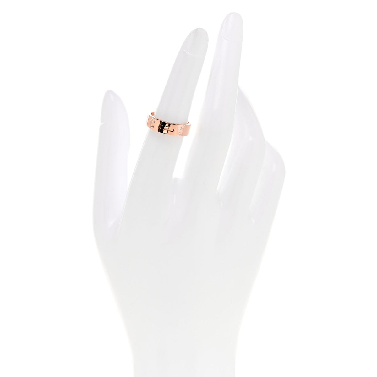 Hermes 18K Rose Gold Diamond PM Kelly Ring 51 5.75