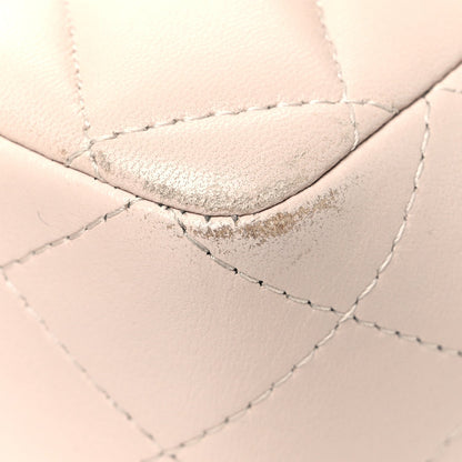 Chanel Lambskin Quilted Mini Top Handle Flap Ecru Dark Beige