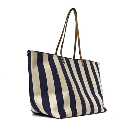 Fendi Pequin Vitello Reversible Large Shopping Tote Midnight Blue