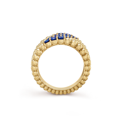18K Gold Sapphire VCA Perlée Couleurs 5 Rows Ring