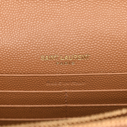 Saint Laurent Grain De Poudre Matelasse Chevron Envelope Chain Wallet Dune