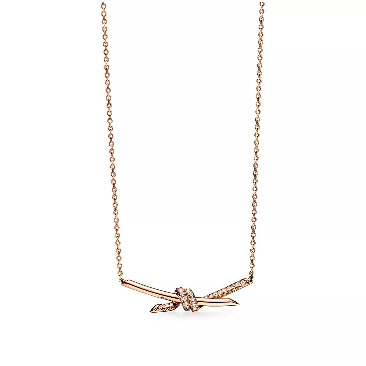 18K Gold Diamond Tiffany Knot Pendant