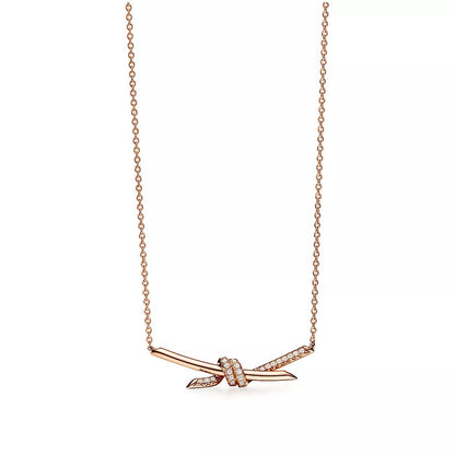 18K Gold Diamond Tiffany Knot Pendant