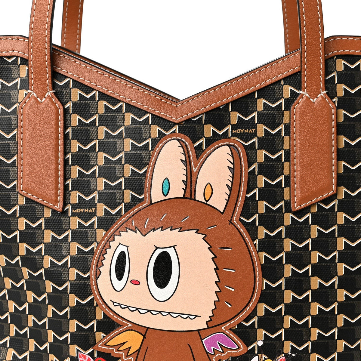Moynat Calfskin Canvas M Labubu Tote PM Brown