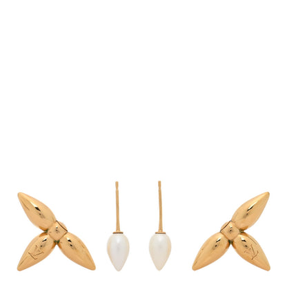 Louis Vuitton Pearl Louisette By Night Earrings Gold