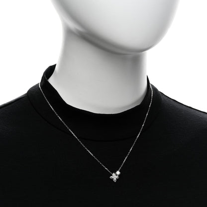 Louis Vuitton 18K White Gold Diamond LV Double Pendant Necklace