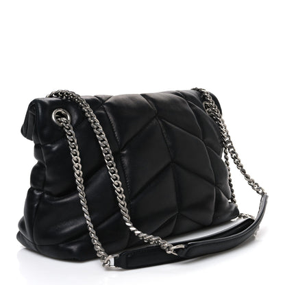 Saint Laurent Lambskin Quilted Small Loulou Puffer Satchel Black