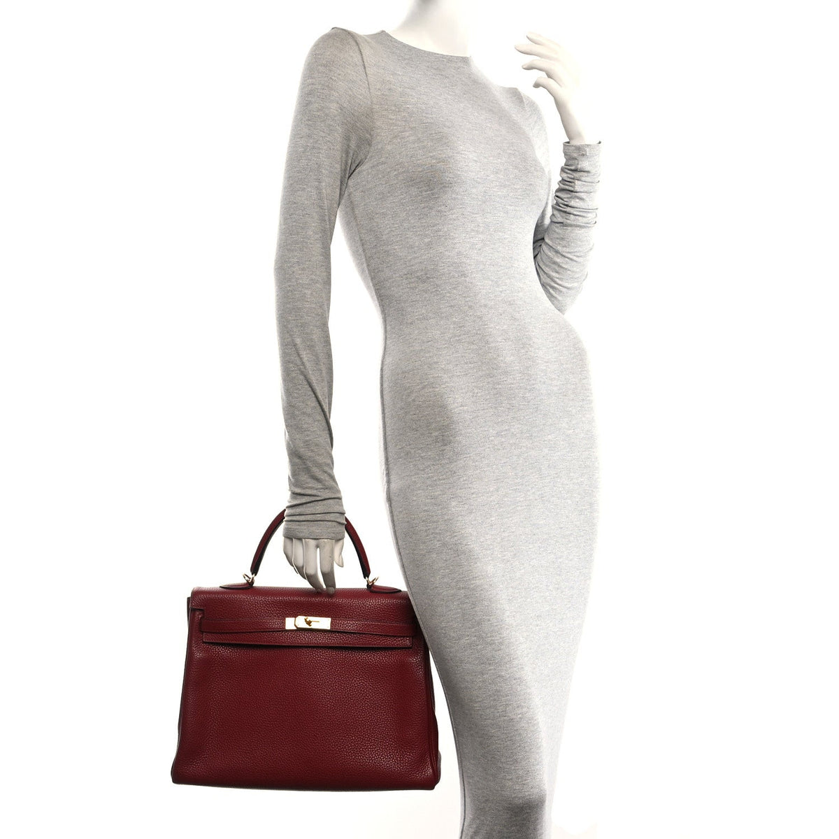 Hermes Taurillon Clemence Retourne Kelly 35 Rouge Garance
