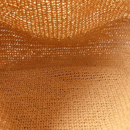 Prada Yarn Raffia Effect Crochet Embroidered Logo Tote Naturale