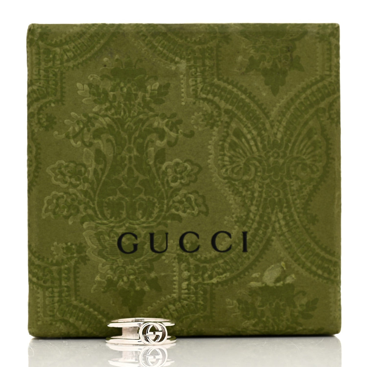 Gucci Sterling Silver 6mm Interlocking G Open Band Ring 50 5.25