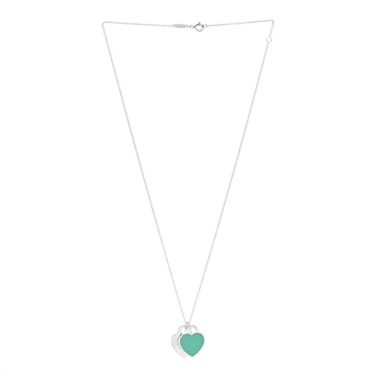 Tiffany Sterling Silver Enamel Return to Tiffany Heart Necklace Blue 40.6cm