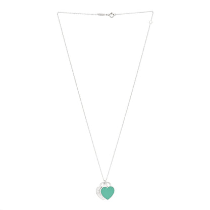 Tiffany Sterling Silver Enamel Return to Tiffany Heart Necklace Blue 40.6cm