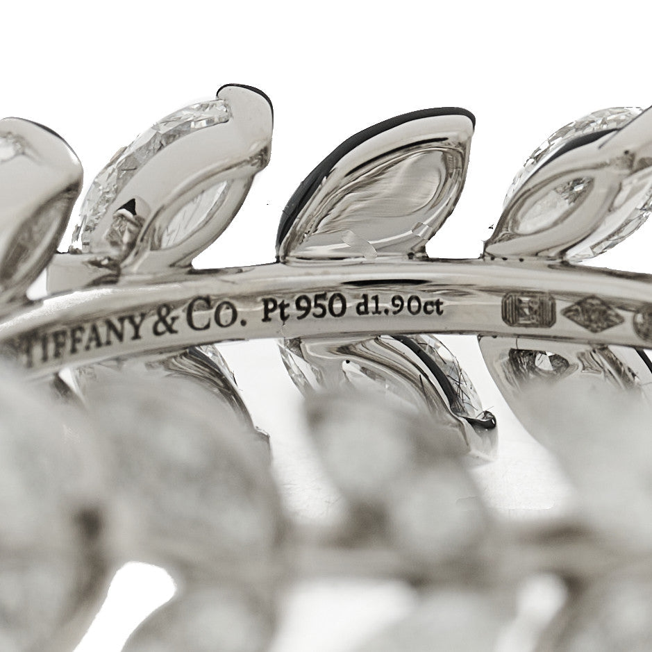 Tiffany Platinum Diamond Victoria Vine Ring 53 6.5