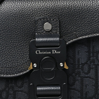 Dior Oblique Jacquard Grained Calfskin Mini Saddle Messenger Bag Black