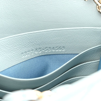 Gucci Calfskin Matelasse GG Marmont Chain Wallet Light Blue