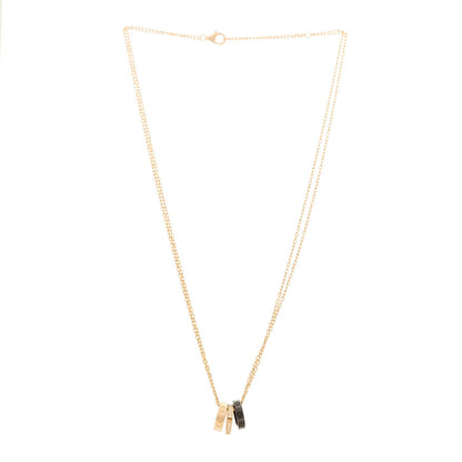 Cartier 18K Pink Gold Ceramic Diamond Three Ring LOVE Pendant Necklace