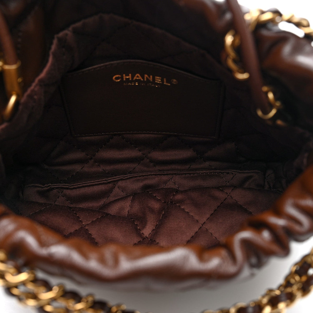 Chanel Shiny Calfskin Quilted Mini Chanel 22 Brown
