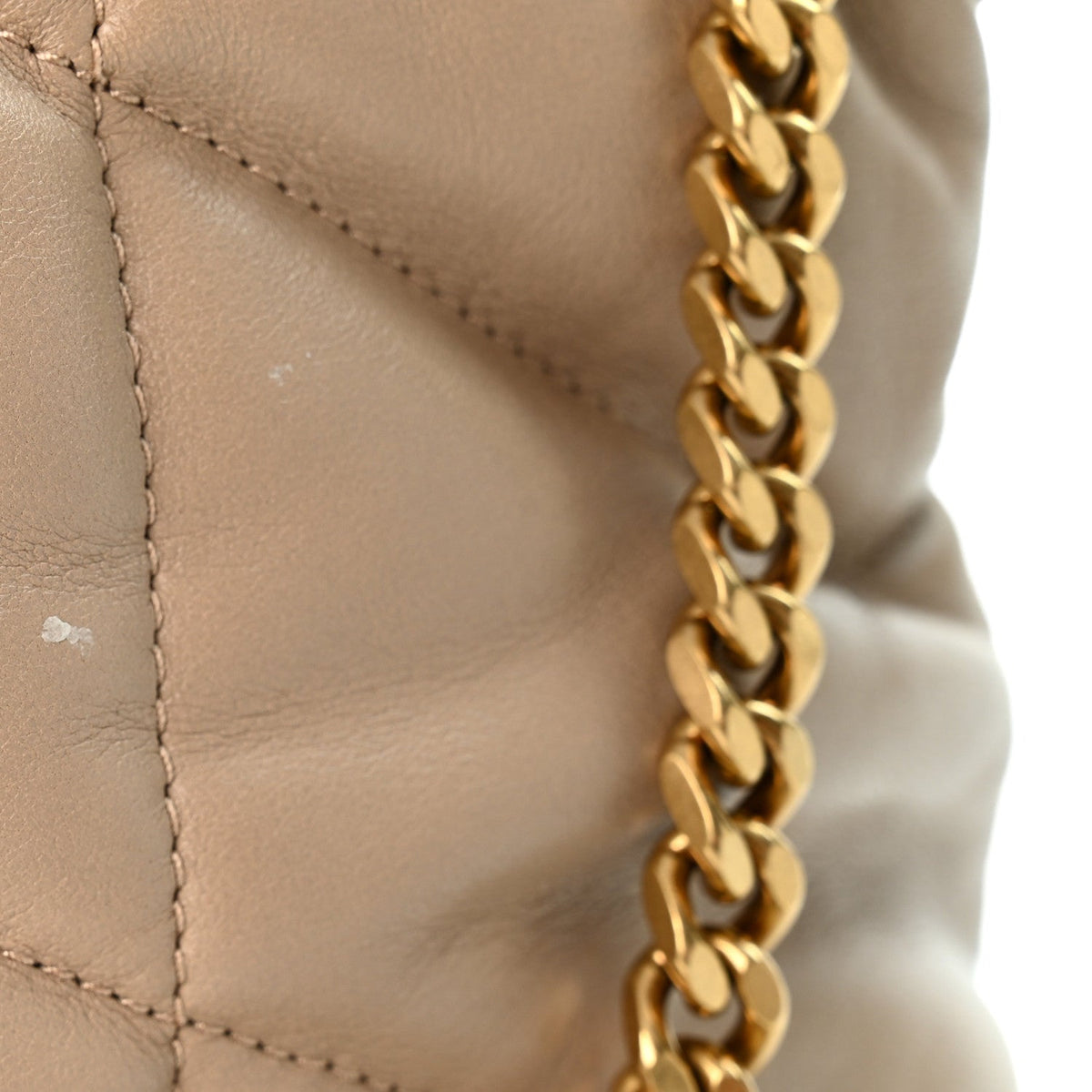 Saint Laurent Lambskin Quilted Small Loulou Puffer Chain Bag Dark Beige