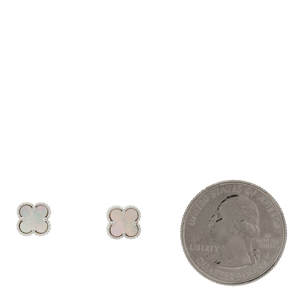 Van Cleef & Arpels 18K White Gold Mother of Pearl Sweet Alhambra Earrings